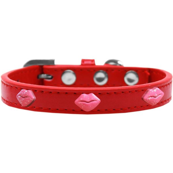 Pet Pal Pink Glitter Lips Widget Dog CollarRed Size 20 PE799286